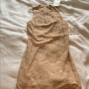 Pinkish, nude lace cocktail dress